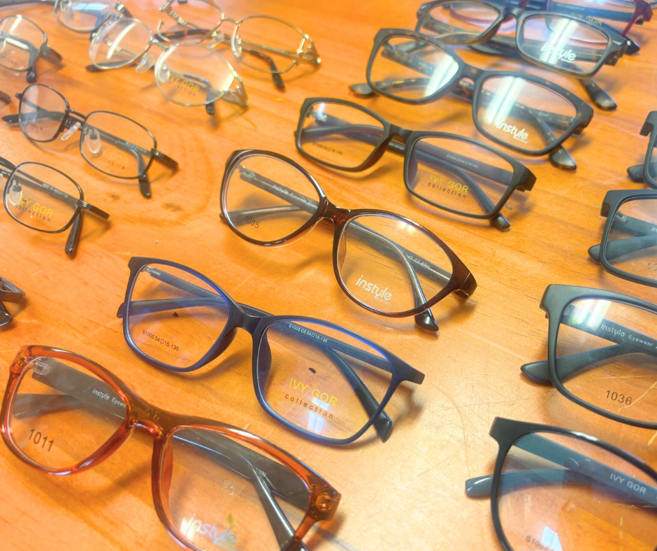 A selection of glasses available at the eye testing clinics.